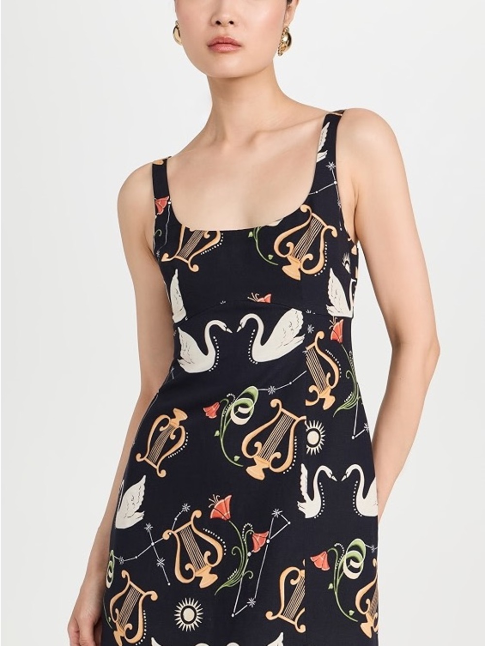 Kitri Connie Cygnus Swan & Lyre Print Mini Dress size 2